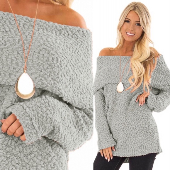 Plush Off The Shoulder Sweater - Picture 2 of 4